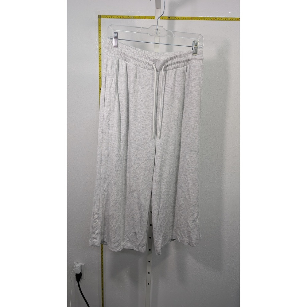 Danskin Womens Heather Gray Wide‎ Leg Lounge Pants Drawstring Crop Size Medium